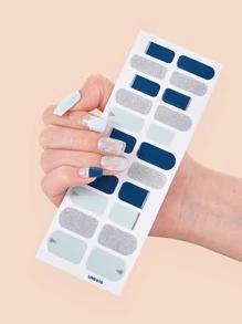 1 hoja Pegatina de arte de uña brillante & 1 pieza lima de uñas - Multicolor - Ver 1