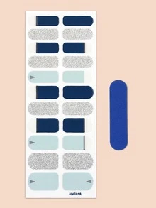 1 hoja Pegatina de arte de uña brillante & 1 pieza lima de uñas - Multicolor - Ver 2