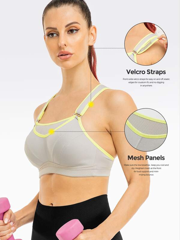 Wingslove Racerback Contrast Binding Wide Bottom Band Sports Bra