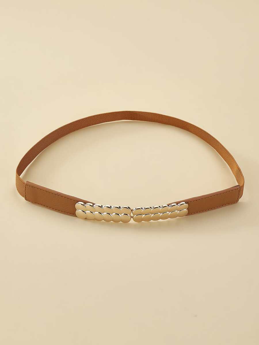 Symmetrical Buckle Belt - Camel - View 1