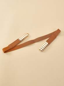 Symmetrical Buckle Belt - Camel - View 2