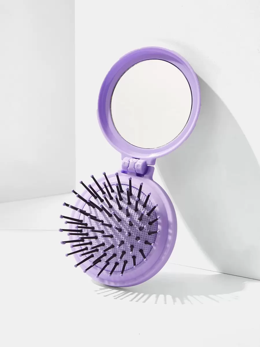 Mini Portable Flip Mirror Comb Cosmetic Set Hair Brush,Hair Brush,Comb,Hair Tools,Hair Products And Accessories For Barber Salon Beauty Travel Essentials,Back To School,Travel Holiday Essentials,Hair Accessories For Women