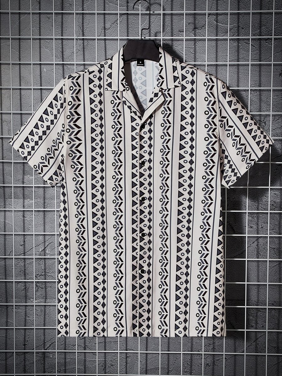 Manfinity Men Geo Print Shirt - Black and White - View 1