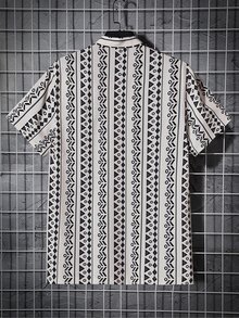 Manfinity Men Geo Print Shirt - Black and White - View 2