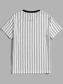 Manfinity Men Striped & Letter Graphic Tee - White - View 2