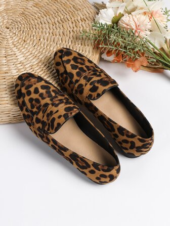 Fall/Winter Women's Elegant Leopard Print Loafers Flat Shoes