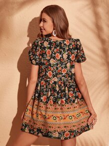 SHEIN VCAY Đầm Thắt nút Hoa Boho - Nhiều màu - Xem 2