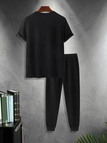 Manfinity Homme Hombres Pantalones deportivos con camiseta con letra & con estampado de águila