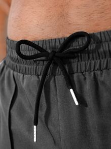 Manfinity Homme Men Flap Pocket Drawstring Waist Cargo Trousers - Grey - View 3