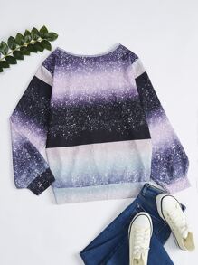SHEIN LUNE Plus Ombre Round Neck Sweatshirt - Multicolor - View 2