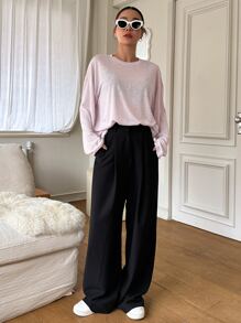 DAZY Áo thun nữ màu trơn Giải trí - Màu Hồng baby - Xem 8