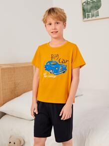 Boys Car & Letter Graphic PJ Set - Multicolor - View 6