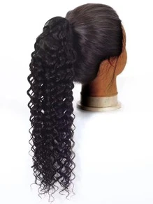 Extensiones de cabello humano virgen natural negro con clip de garra para cola de caballo con ondas profundas - SNatural - Ver 8