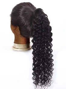 Extensiones de cabello humano virgen natural negro con clip de garra para cola de caballo con ondas profundas - SNatural - Ver 3