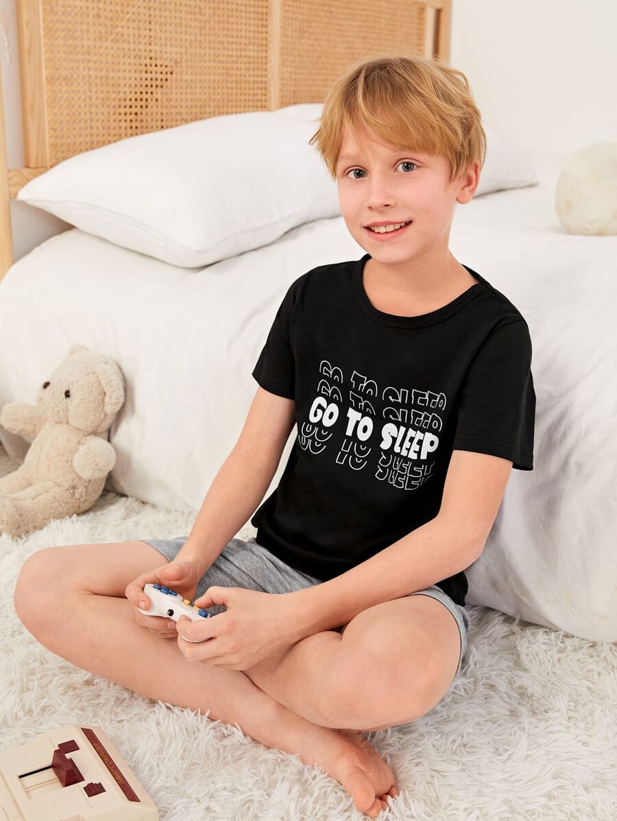 Boys Slogan Graphic PJ Set - Multicolor - View 1