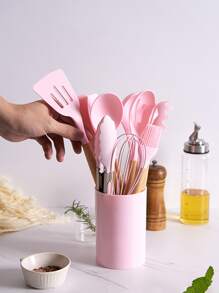 12 piezas Set utensilios de cocina de silicona - Rosa - Ver 2