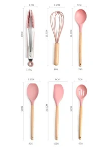 12 piezas Set utensilios de cocina de silicona - Rosa - Ver 3