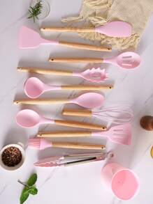 12 piezas Set utensilios de cocina de silicona - Rosa - Ver 8