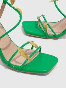 Xăng đan Cao gót Nữ màu trơn Dây đeo mắt cá chân Đúng mốt - màu xanh lá - Xem 5