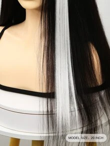 1入組20寸長直發夾式合成物發套，夜光白色，適用於萬聖節、角色扮演、時尚派對、聖誕新年女士兒童女孩禮物 - 白色 - 查看 3