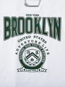 SHEIN 少女1件信封印花字母圖案t恤 - 白色 - 查看 4