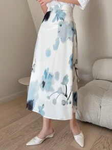 DAZY 圖案印花高腰半身裙 - 白色 - 查看 3