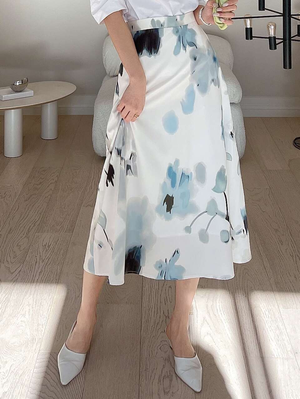 Graphic Print High Waist Skirt