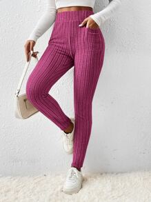 SHEIN EZwear 高腰條紋針織緊身打底褲