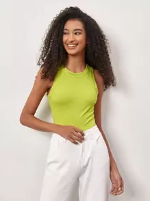 SHEIN BASICS 1pc Solid Slim Tank Top