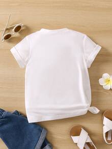 小男童卡通和標語圖案T恤