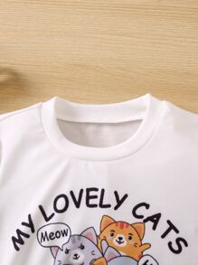 小男童卡通和標語圖案T恤