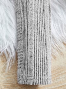 SHEIN Leap Crew Abrigo Delantero Abierto Para Bebé Niña Y Monos De Punto Acanalado - Gris Claro - Ver 4