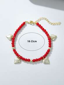 愛心掛飾串珠手鏈 - 彩色 - 查看 3