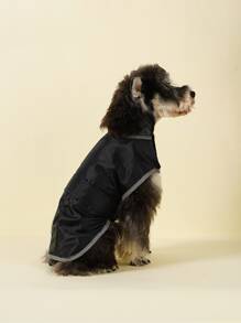1pc Contrast Binding Pet Raincoat - Black - View 1