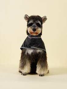 1pc Contrast Binding Pet Raincoat - Black - View 4