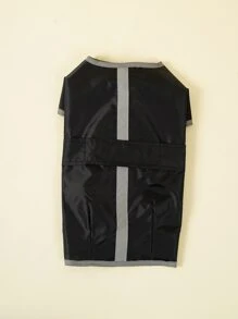 1pc Contrast Binding Pet Raincoat - Black - View 6