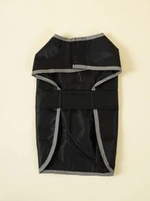 1pc Contrast Binding Pet Raincoat - Black - View 7