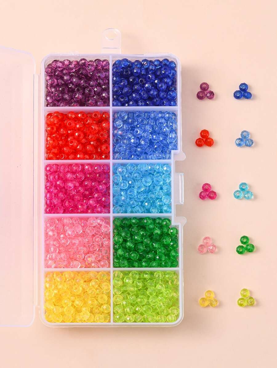 約1680顆彩色亚克力切角圓形扁珠,可用於手鍊和項鍊diy製作 - 彩色 - 查看 1