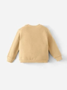 SHEIN Baby Slogan & Motorcycle Print Pullover - Khaki - View 2