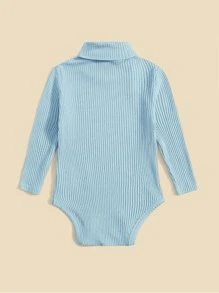 SHEIN Baby Rib-knit Turtleneck Bodysuit - Baby Blue - View 2