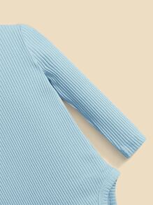 SHEIN Baby Rib-knit Turtleneck Bodysuit - Baby Blue - View 3
