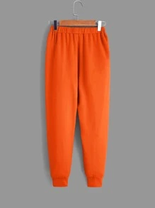 SHEIN Boys Letter Graphic Colour Block Hoodie & Joggers - Orange - View 4