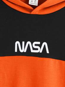SHEIN Boys Letter Graphic Colour Block Hoodie & Joggers - Orange - View 7