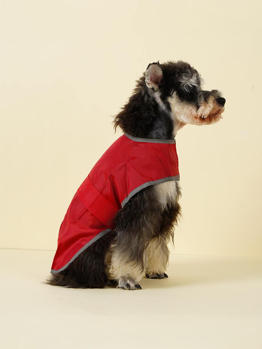 1pc Contrast Binding Pet Raincoat - Red - View 1