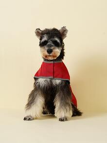 1pc Contrast Binding Pet Raincoat - Red - View 4