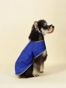 1pc Contrast Binding Pet Raincoat - Blue - View 4
