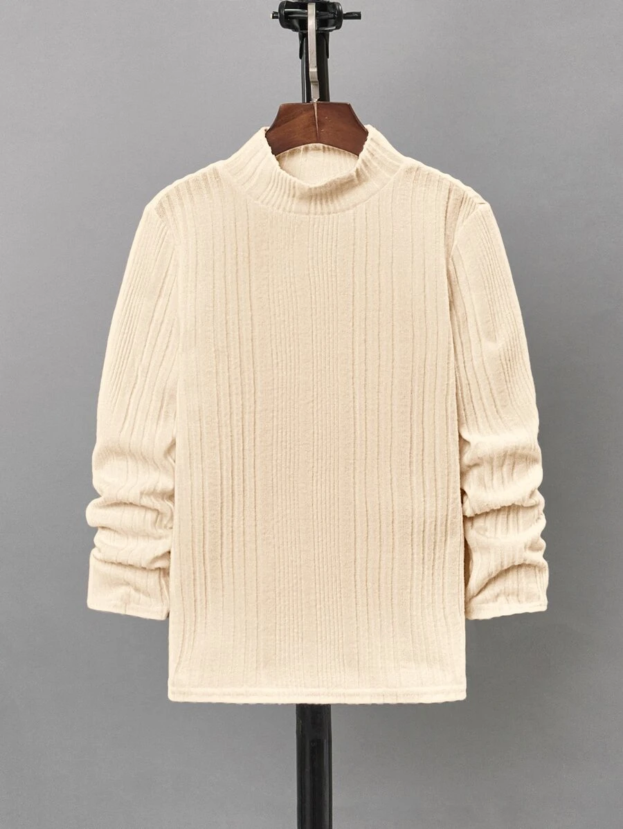 SHEIN Chicos Camiseta de cuello alto tejido de canalé - Albaricoque - Ver 1