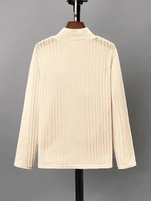 SHEIN Chicos Camiseta de cuello alto tejido de canalé - Albaricoque - Ver 2