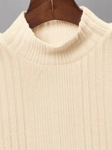 SHEIN Chicos Camiseta de cuello alto tejido de canalé - Albaricoque - Ver 4