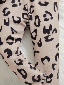 SHEIN 嬰兒女孩字母圖形運動衫和豹紋褲襪 - 彩色 - 查看 3